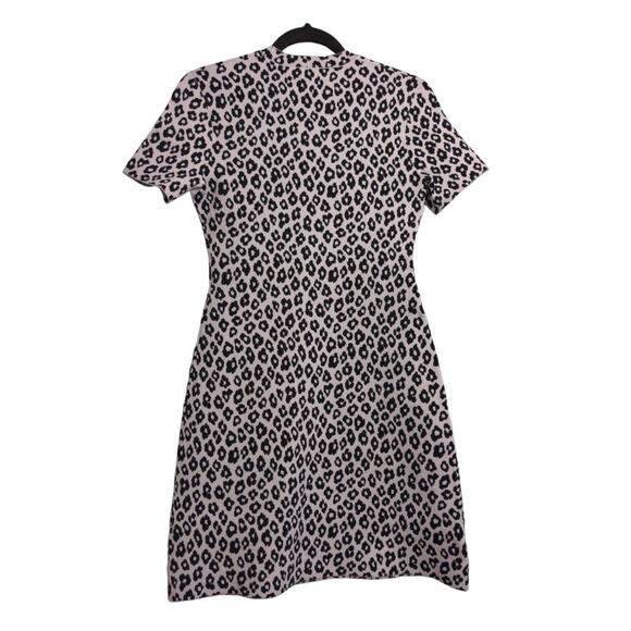 Theory Womens Glossed Leopard T Shirt Dress Black White Double Knit Crew S New - Picture 4 of 11